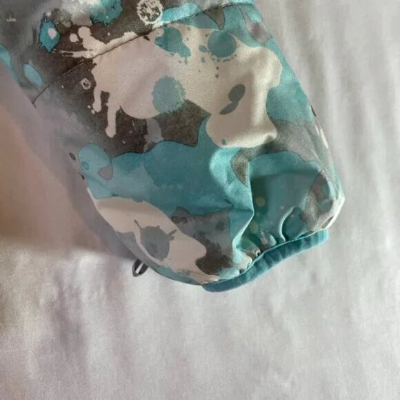 Gerry Girls M 10 / 12 Puffer Jacket Snow Camo Pattern Light Blue Gray Fleece - Picture 7 of 11